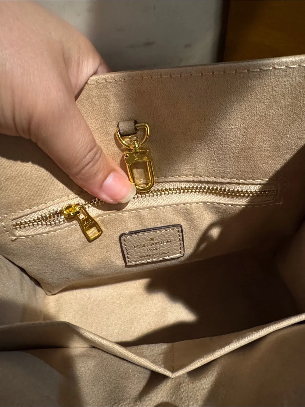 Louis Vuitton Taupe & Cream Monogram OnTheGo Satchel
